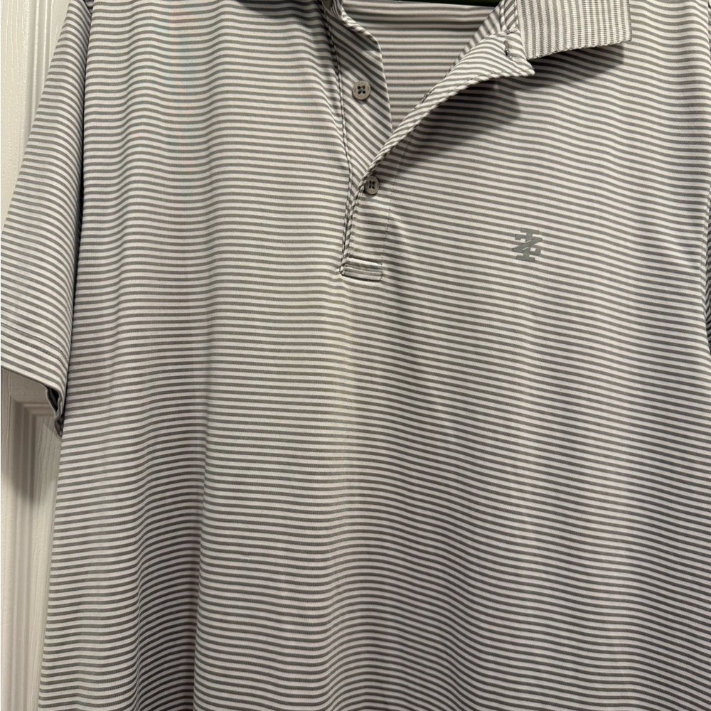 Izod Gray & White Striped Polo Shirt